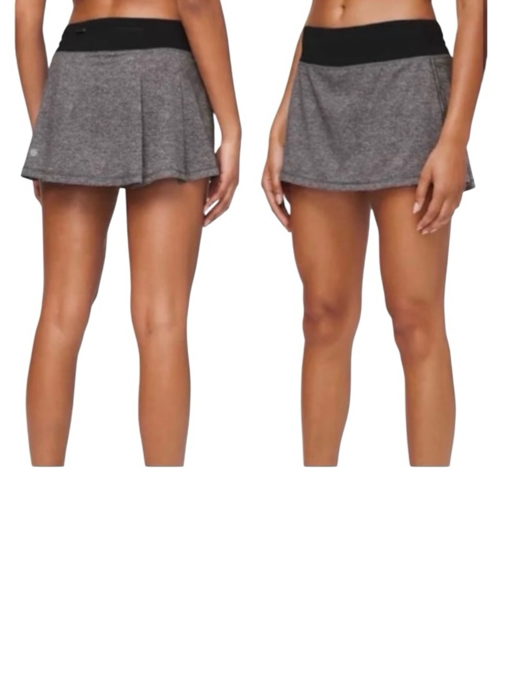 Lululemon Pace Rival Skirt Womens 8 Gray Heather Black Tennis Golf Athletic